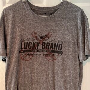 Lucky Brand medium Grey Baseball Short Sleeve Shirt T Shirt